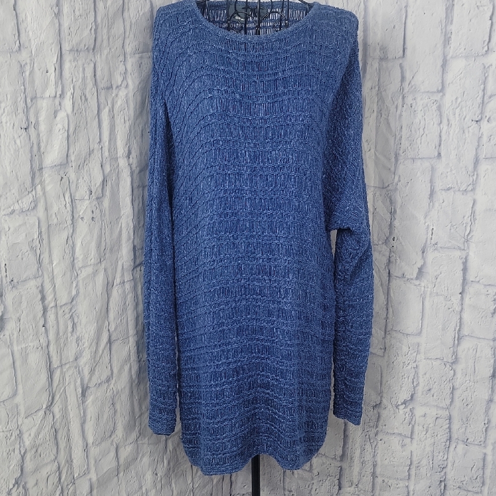 Liz Wear‎ Blue Chenille Knit Long Sleeve Sweater Dress Size Large
